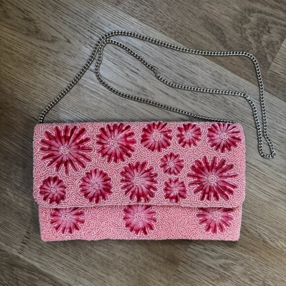 Lulus Beaded Floral Crossbody Clutch - Pink - Picture 9 of 10